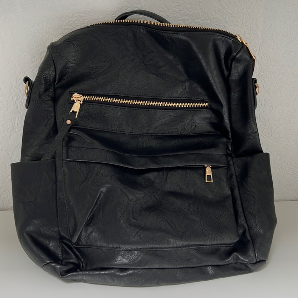 Faux leather Black backpack